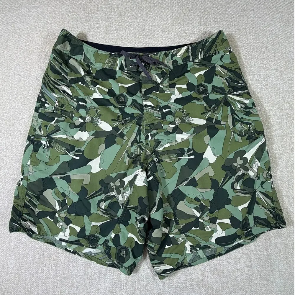 Patagonia Men's 38 Green Camo Swim Trunks Lightweight Pool Beach Shorts